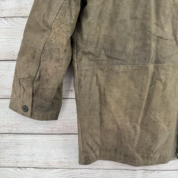 Vintage Echtes Leder Explorer Cargo Leather Jacket Mens XL Tan Gray Suede Collar - Picture 7 of 13